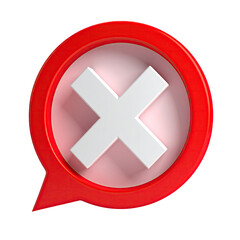 Obraz premium Red talk bubble with white X inside