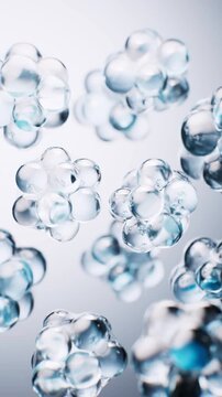 Transparent blue bubbles background, 3d rendering.