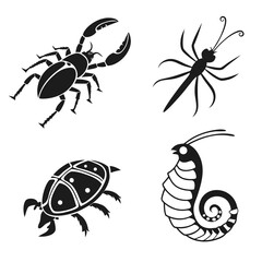 Flat black vector icons modern creative on white background