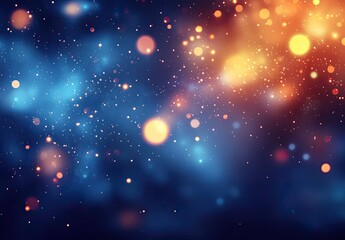 Obraz premium Bokeh lights glow orange and blue in dreamy, abstract space