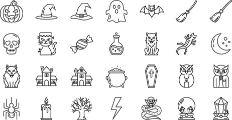 Collection of hand drawn cultural artifact icons and symbols isolated on transparent background