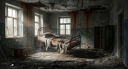 Abandoned Room - A Haunting Glimpse into Decay and Neglect.