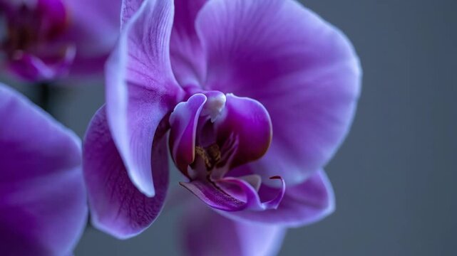 Time-Lapse of a Purple Orchid Flower Blooming, Revealing Its Delicate Beauty