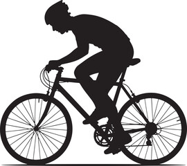Silhouette of cyclist on a white background. Vector illustration.