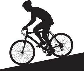 Obraz premium Silhouette of cyclist on a white background. Vector illustration.