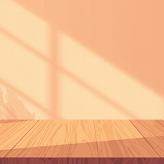 실내배경_햇살이 비치는 따뜻한 우드 테이블 배경