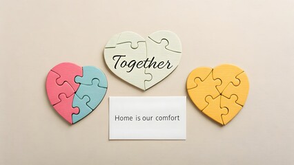 Heart shaped puzzle pieces showing love and togetherness