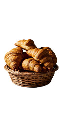 Golden Croissants In Wicker Basket Warm Lighting Warm Tones Realistic Photo