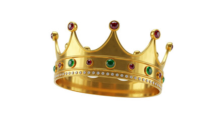 Golden Crown With Jewels On Golden Background 3D Realistic Photo