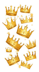 Golden Crowns Scattered Across A Lustrous Yellow Background