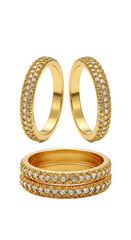 Golden Diamond Rings Luxury Jewelry on Gradient Background