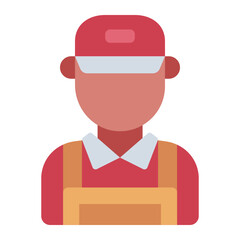 restaurant staff waiter flat icon with name tag