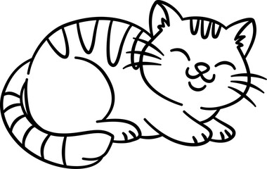 Cute Cat Sketch, Black and White Sketch, Cute Cat Cartoon