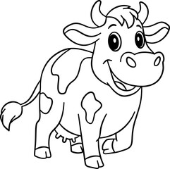 Cute Cow Outline Cartoon
