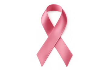 Pink ribbon symbolizing breast cancer awareness, support, hope, and charity, designed on a transparent background