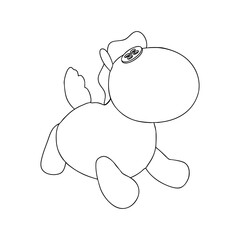 Outline for Coloring of Horse Plush Cute and Funny Toy. Vector Illustration.
