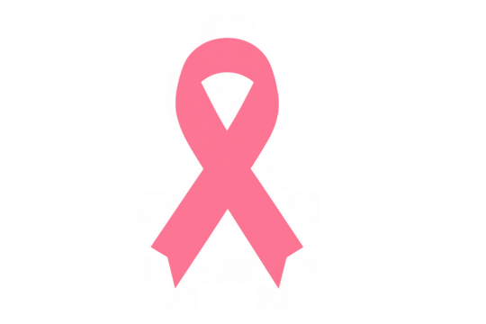 Pink ribbon symbol representing breast cancer awareness, support, hope, and charity, transparent background