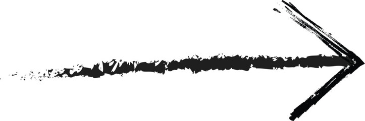 Hand-drawn Black marker arrow isolated on a transparent background, hand-drawn. Arrow icon. Arrow drawn with black marker on white background.