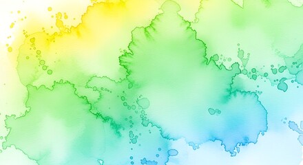Obraz premium Abstract watercolor background with vibrant gradient from yellow to green and blue
