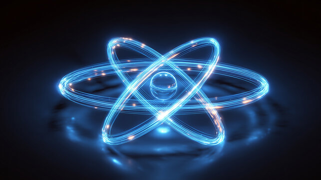 Particle motion around atomic nucleus illustration