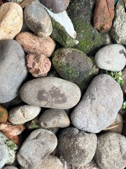 Natural River Stones Texture Background, Stacked
Close-Up, Rough Surface, Outdoor Material