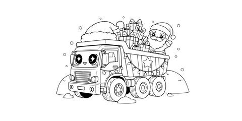 Santa Loading Gifts on Dump Truck