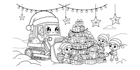 Kids and Bulldozer Shoveling Gifts