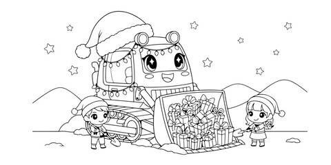 Chibi Christmas Bulldozer Fun