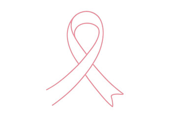 Pink ribbon outline animating, symbolizing breast cancer awareness, support, and hope with transparent background