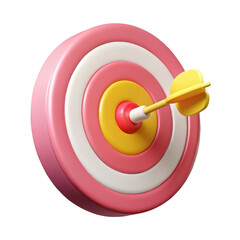 3d dartboard with arrow hit isolated on transparent background