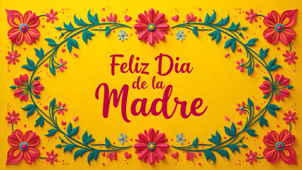 Obraz premium Bright Feliz Día de la Madre Floral Paper Art Design