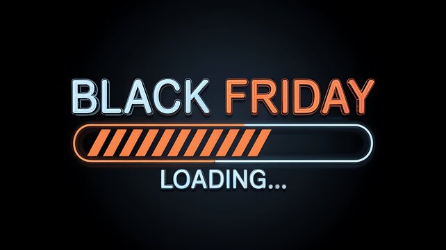 Black friday sale loading bar progress indicator concept showing anticipation and excitement for upcoming shopping event