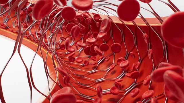 Blood vessel with coronary stent in it, 3d rendering.
