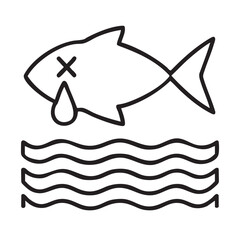 Aquatic life harmed by water pollution illustration