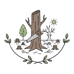 Vector art depicting forest clearing and environmental impact