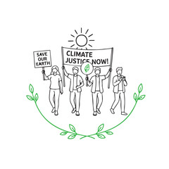 Vector of environmental activism crowd with banner