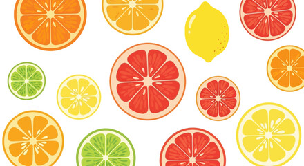 Vibrant citrus slices including oranges lemons and limes create a refreshing summer pattern perfect for health food and beverage designs
