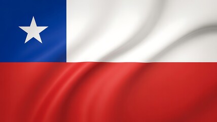 Naklejka premium Waving chilean flag with a star on a blue square and red and white stripes rippling in the wind