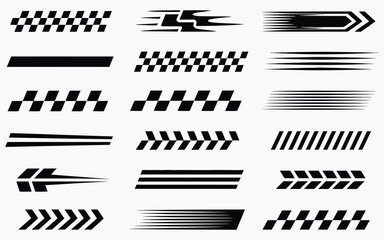 A collection of minimalist racing stripes and speed motion decals