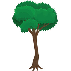 Pixel Art Green Tree With Brown Trunk And Roots On Transparent Background Detailed 8 Bit Style Nature Element