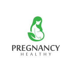 Logo pregnant woman and leaf symbol representing new life