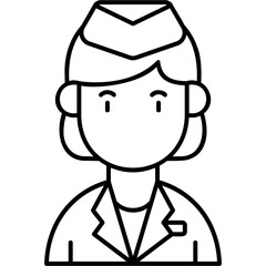 Line Art Air Hostess Icon
