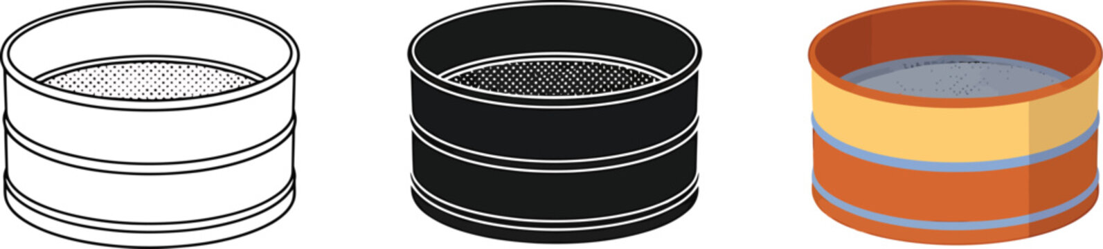 Variations of a cooking sieve illustration for culinary preparation needs