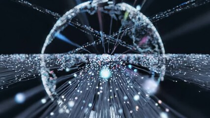 Fiber Optic Network Globe - This video shows a conceptual visualization of a fiber optic network connected to a digital globe. - Powered by Adobe