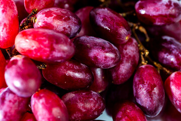 close up of red grapes