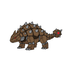 Brown Mecha Ankylosaurus Defender Illustration