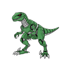 Emerald Raptor Striker Mecha Illustration