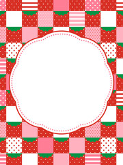 イチゴの格子模様のフレーム素材（縦向き）
