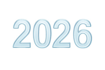 2026 year number in glossy reflective ice style