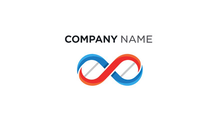 Infinity symbol logo design with blue and red colors representing connection.